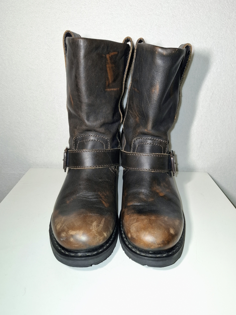 Harley-Davidson Brown and Black Leather Harness Boots - Picture 2 of 11
